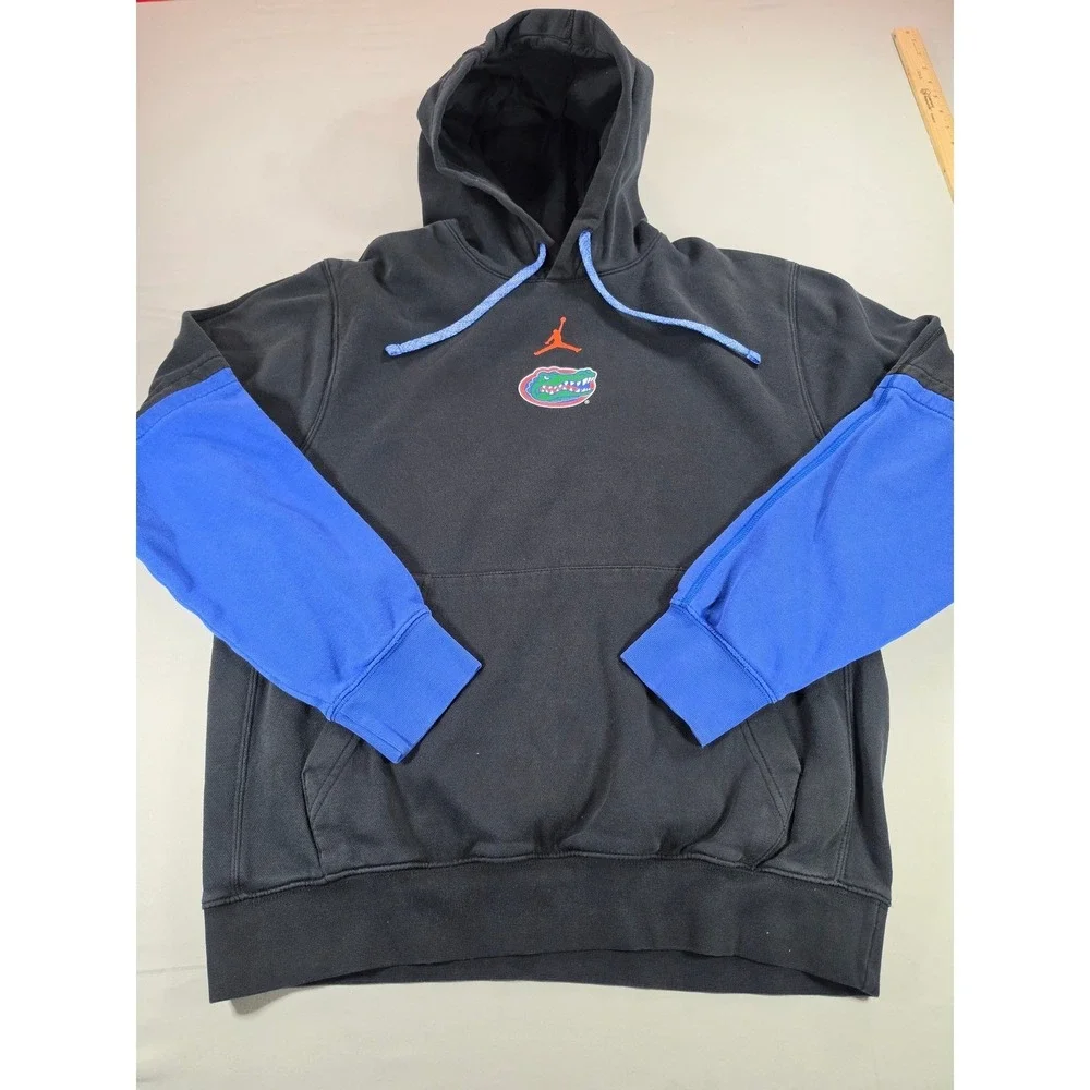 Jordan Florida Gators Hoodie Mens Small Black Blue Colorblock Jumpman Pullover
